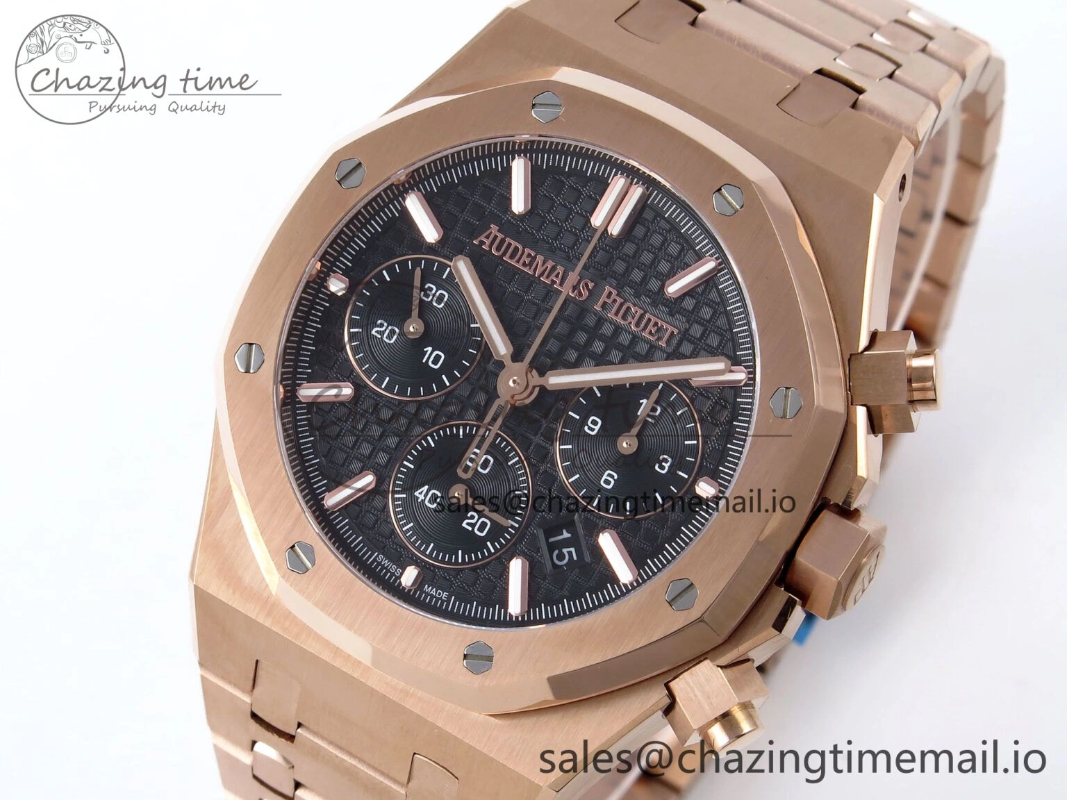 Royal Oak Chrono 26240OR RG BF Best Edition Black Dial on RG Bracelet SH7750