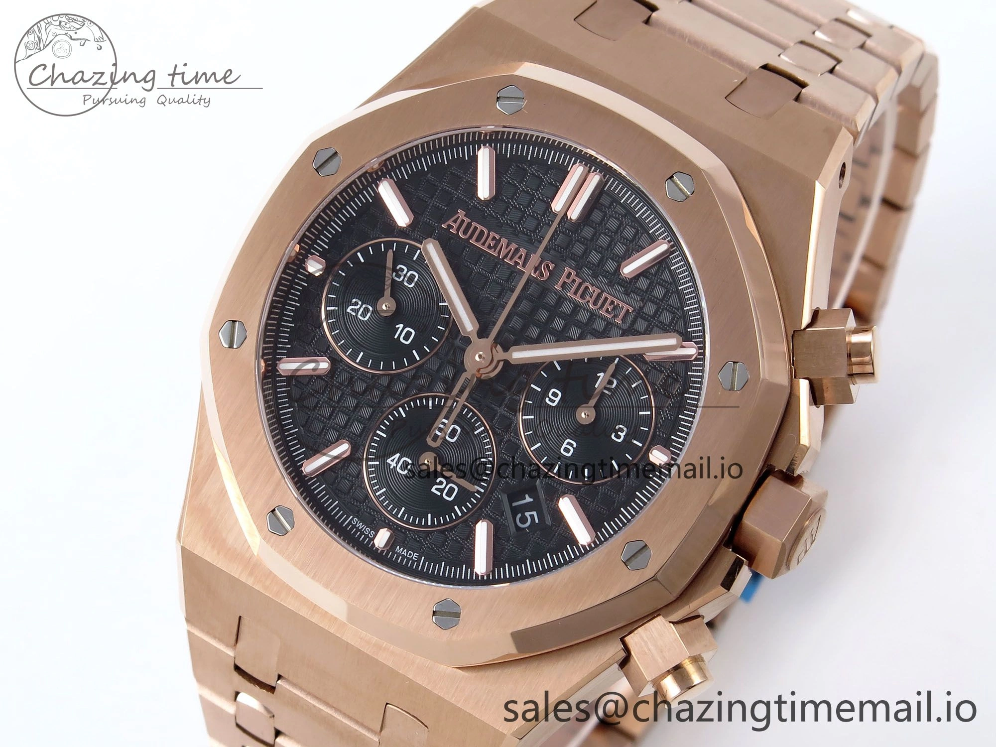 Royal Oak Chrono 26240OR RG BF Best Edition Black Dial on RG Bracelet SH7750