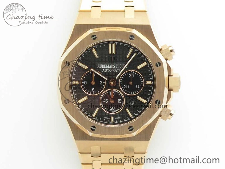 Royal Oak Chrono 26320ST RG OMF 1:1 Best Edition Black Dial on RG Bracelet A7750