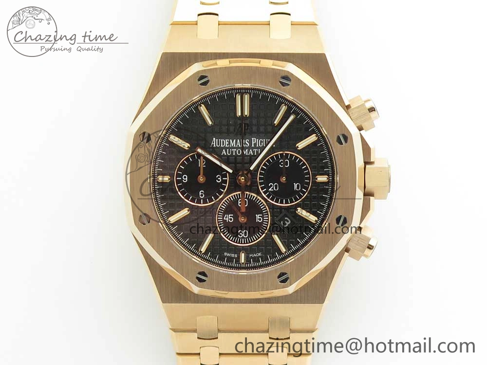 Royal Oak Chrono 26320ST RG OMF 1:1 Best Edition Black Dial on RG Bracelet A7750