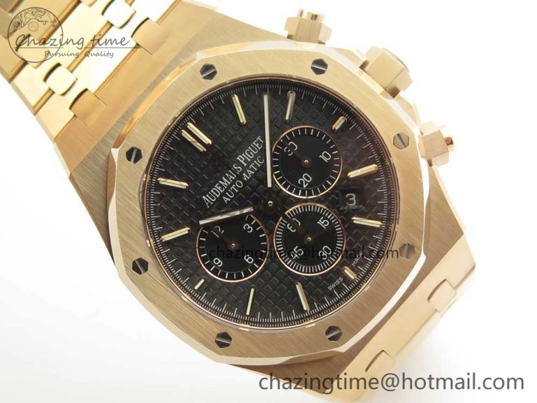 Royal Oak Chrono 26320ST RG OMF 1:1 Best Edition Black Dial on RG Bracelet A7750
