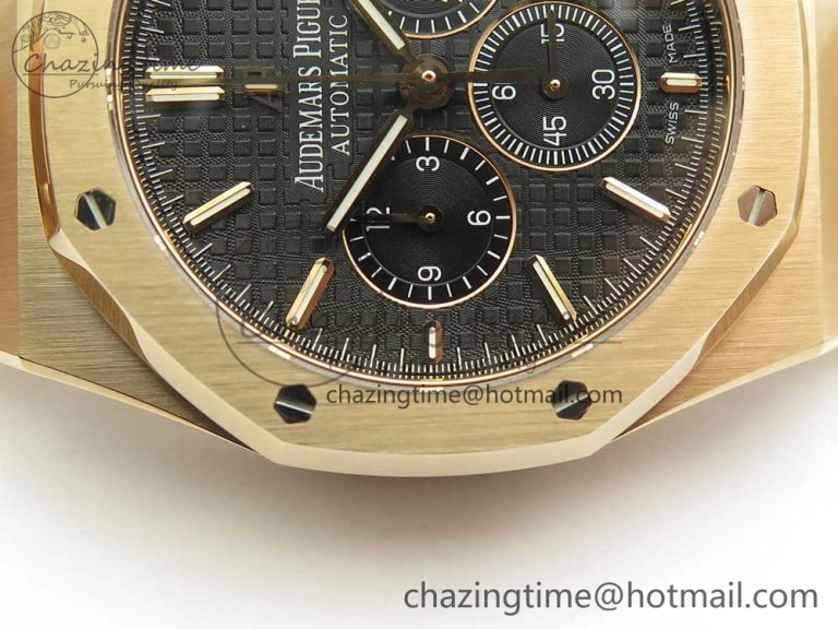 Royal Oak Chrono 26320ST RG OMF 1:1 Best Edition Black Dial on RG Bracelet A7750