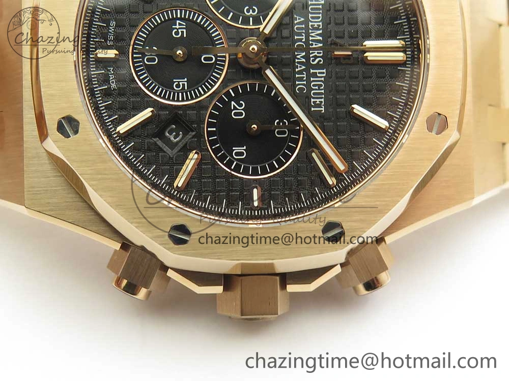 Royal Oak Chrono 26320ST RG OMF 1:1 Best Edition Black Dial on RG Bracelet A7750