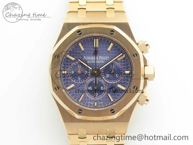 Royal Oak Chrono 26320ST RG OMF 1:1 Best Edition Blue Dial on RG Bracelet A7750