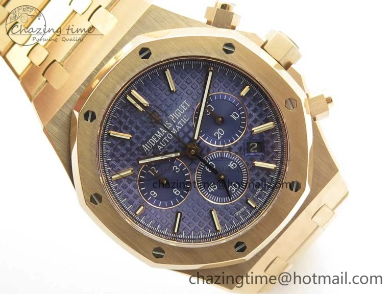 Royal Oak Chrono 26320ST RG OMF 1:1 Best Edition Blue Dial on RG Bracelet A7750