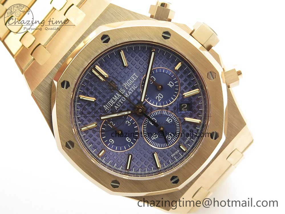 Royal Oak Chrono 26320ST RG OMF 1:1 Best Edition Blue Dial on RG Bracelet A7750