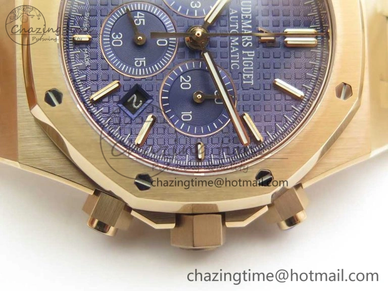 Royal Oak Chrono 26320ST RG OMF 1:1 Best Edition Blue Dial on RG Bracelet A7750
