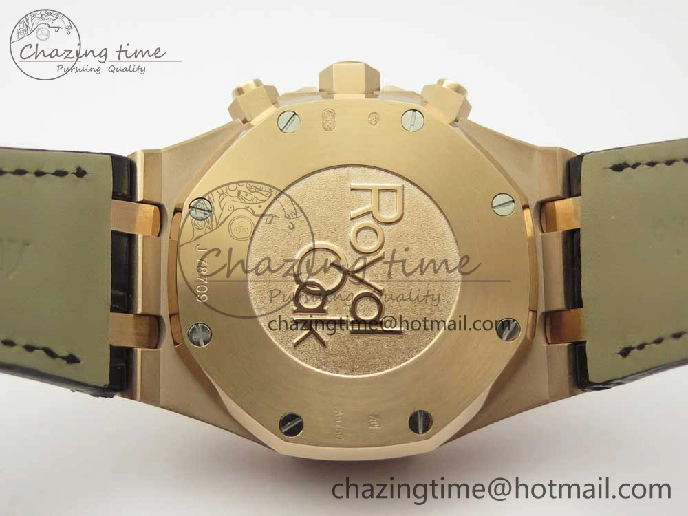 Royal Oak Chrono 26331ST RG OMF 1:1 Best Edition Black Dial on Black Leather Strap A7750(Free Rubber Strap)