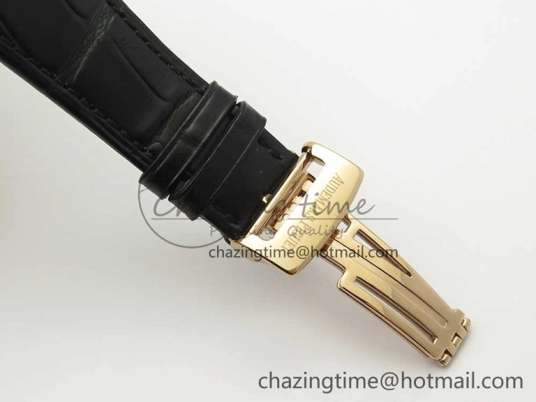 Royal Oak Chrono 26331ST RG OMF 1:1 Best Edition Black Dial on Black Leather Strap A7750(Free Rubber Strap)