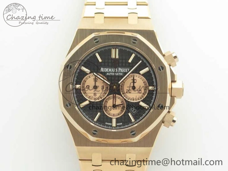 Royal Oak Chrono 26331ST RG OMF 1:1 Best Edition Black Gold Dial on SS Bracelet A7750