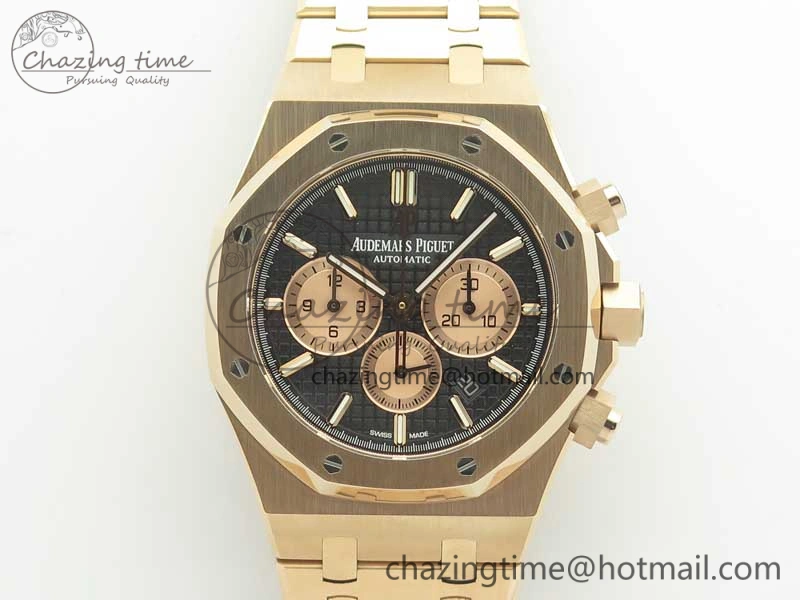 Royal Oak Chrono 26331ST RG OMF 1:1 Best Edition Black Gold Dial on SS Bracelet A7750