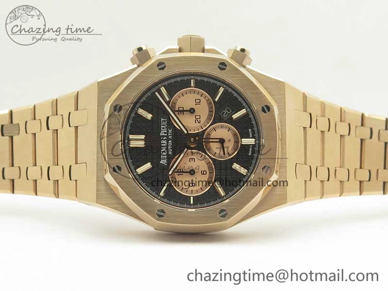 Royal Oak Chrono 26331ST RG OMF 1:1 Best Edition Black Gold Dial on SS Bracelet A7750