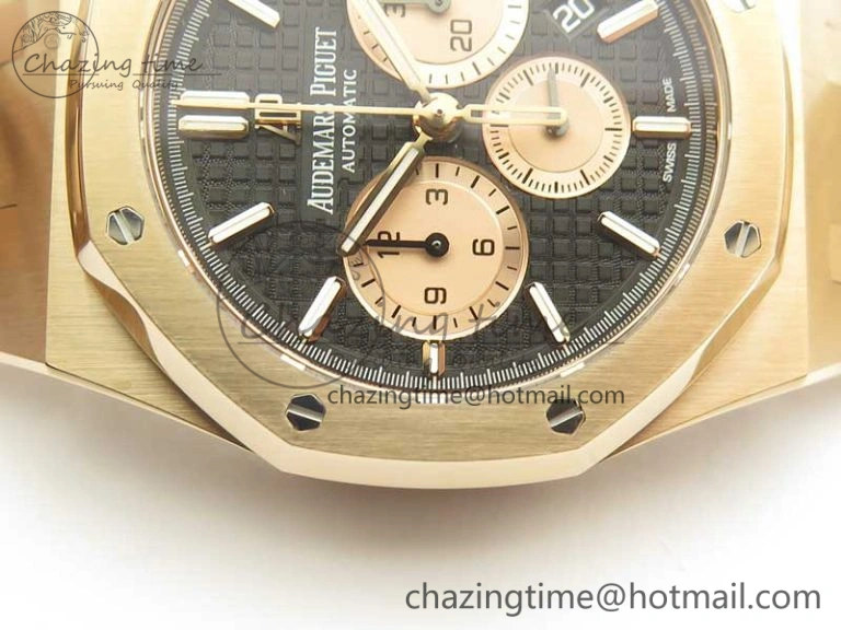 Royal Oak Chrono 26331ST RG OMF 1:1 Best Edition Black Gold Dial on SS Bracelet A7750