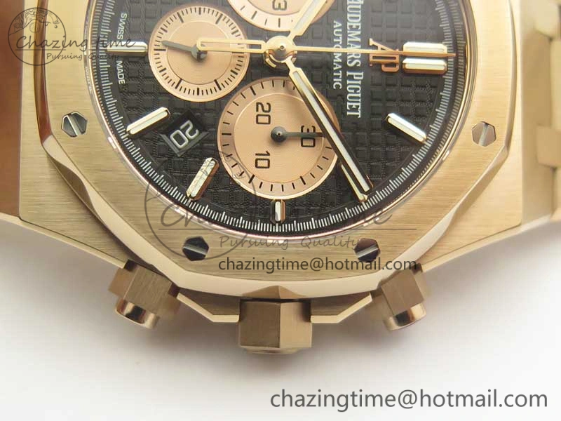 Royal Oak Chrono 26331ST RG OMF 1:1 Best Edition Black Gold Dial on SS Bracelet A7750