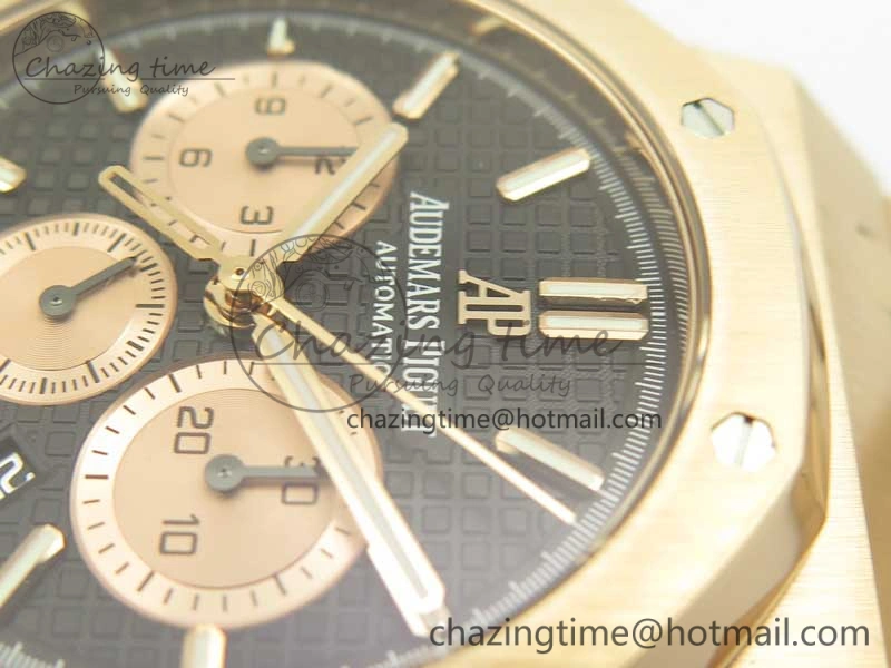 Royal Oak Chrono 26331ST RG OMF 1:1 Best Edition Black Gold Dial on SS Bracelet A7750