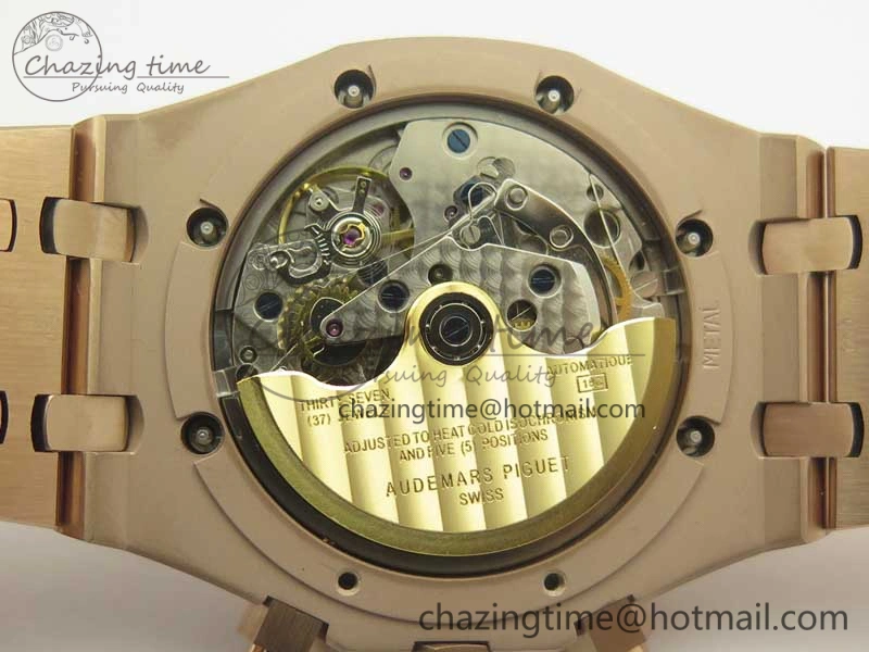 Royal Oak Chrono 26331ST RG OMF 1:1 Best Edition Black Gold Dial on SS Bracelet A7750