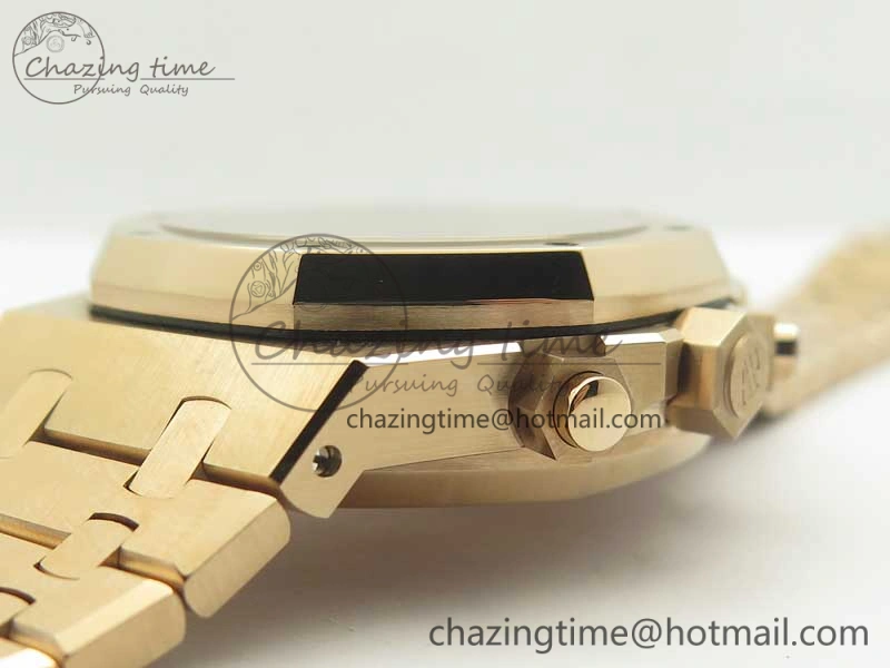 Royal Oak Chrono 26331ST RG OMF 1:1 Best Edition Black Gold Dial on SS Bracelet A7750