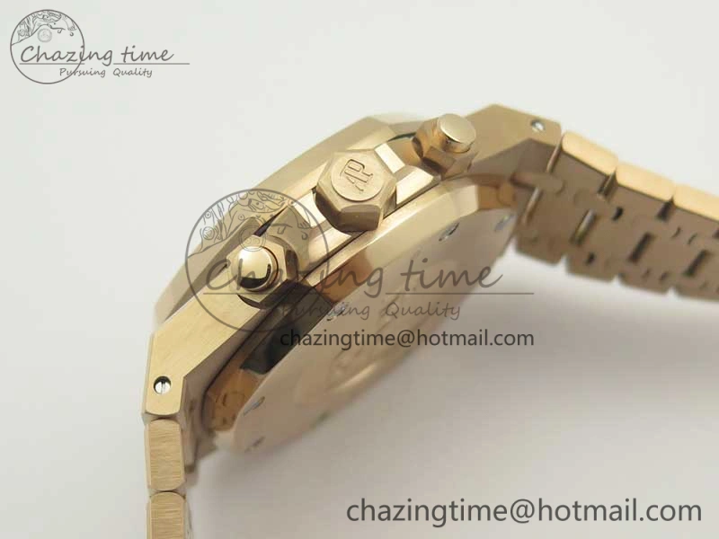 Royal Oak Chrono 26331ST RG OMF 1:1 Best Edition Black Gold Dial on SS Bracelet A7750