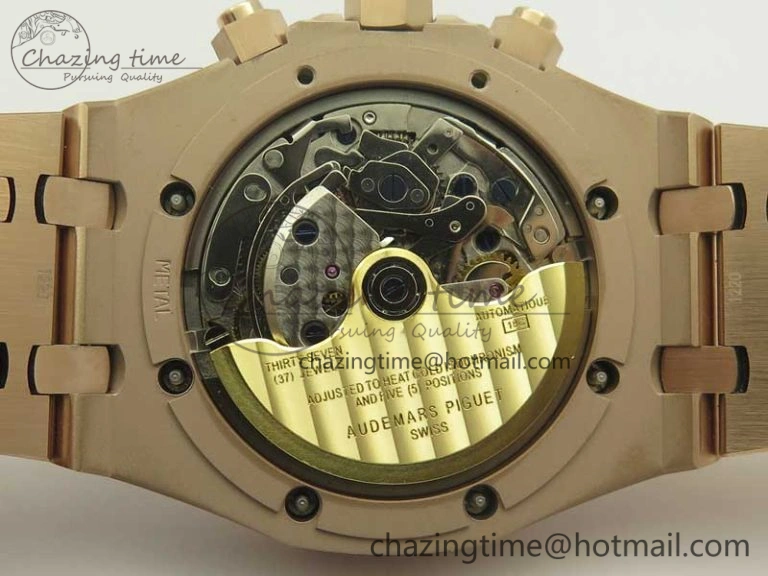 Royal Oak Chrono 26331ST RG OMF 1:1 Best Edition Black Gold Dial on SS Bracelet A7750