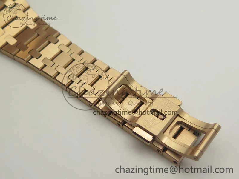 Royal Oak Chrono 26331ST RG OMF 1:1 Best Edition Black Gold Dial on SS Bracelet A7750