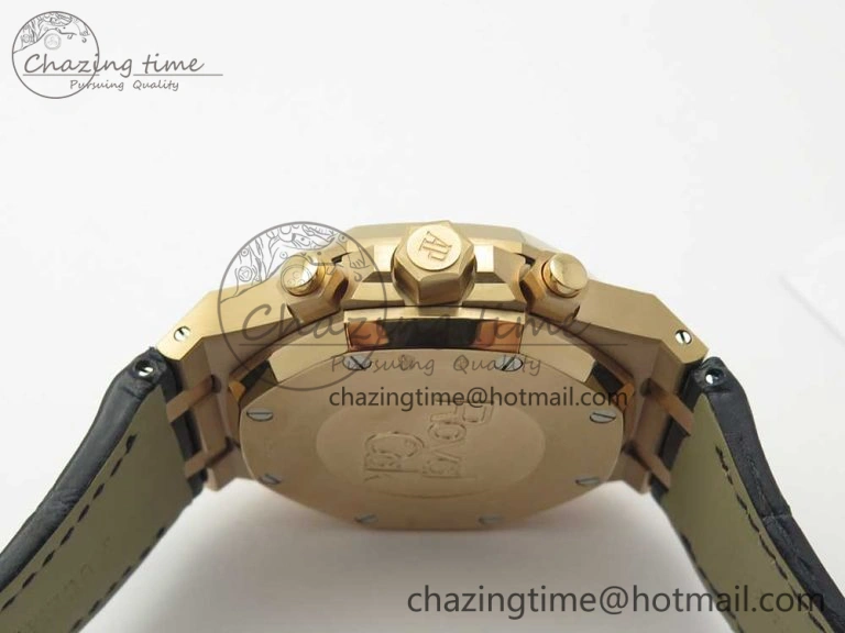 Royal Oak Chrono 26331ST RG OMF 1:1 Best Edition Blue Dial on Blue Leather Strap A7750(Free Rubber Strap)