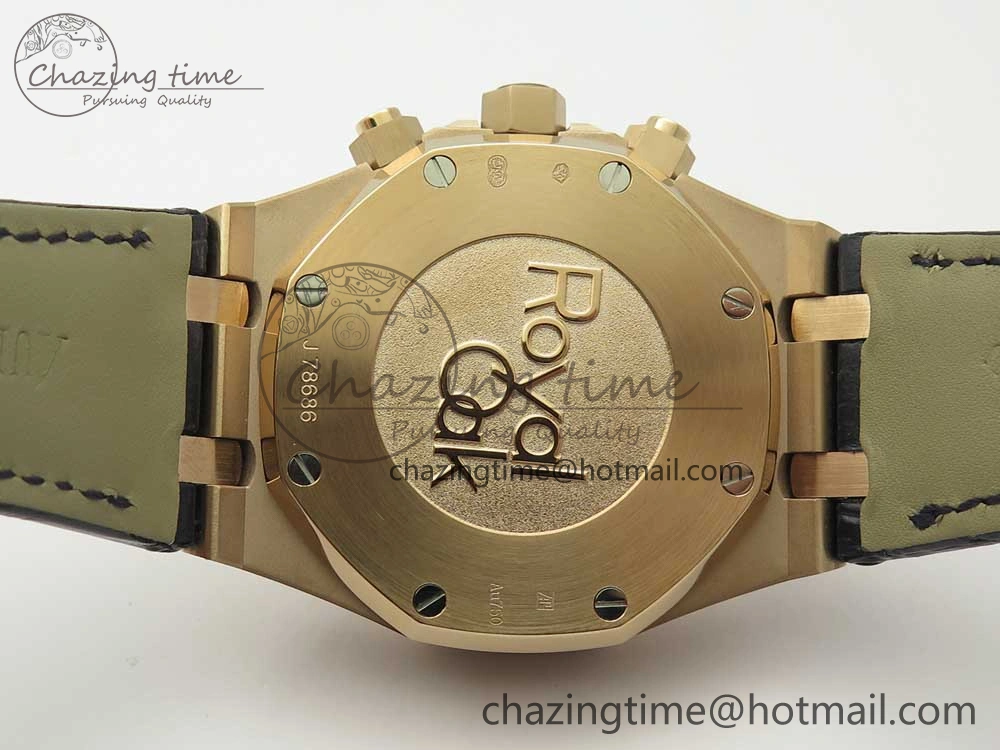 Royal Oak Chrono 26331ST RG OMF 1:1 Best Edition Blue Dial on Blue Leather Strap A7750(Free Rubber Strap)