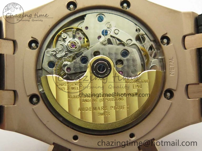 Royal Oak Chrono 26331ST RG OMF 1:1 Best Edition Blue Dial on Blue Leather Strap A7750(Free Rubber Strap)