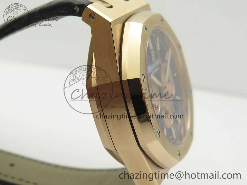 Royal Oak Chrono 26331ST RG OMF 1:1 Best Edition Blue Dial on Blue Leather Strap A7750(Free Rubber Strap)
