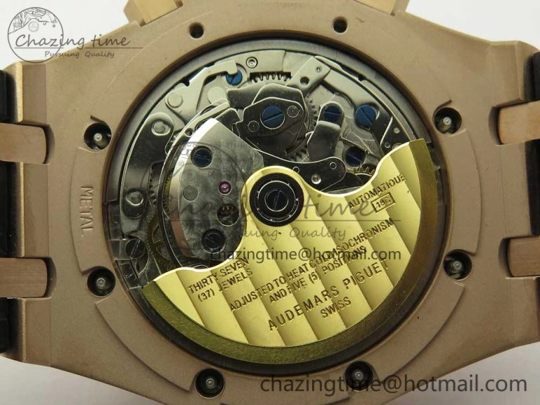 Royal Oak Chrono 26331ST RG OMF 1:1 Best Edition Blue Dial on Blue Leather Strap A7750(Free Rubber Strap)