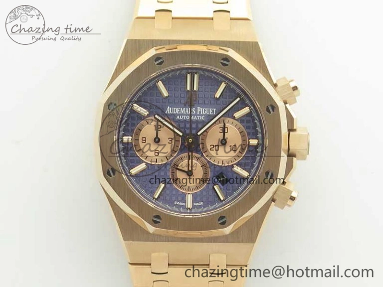 Royal Oak Chrono 26331ST RG OMF 1:1 Best Edition Blue Gold Dial on SS Bracelet A7750
