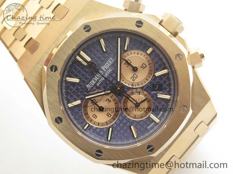 Royal Oak Chrono 26331ST RG OMF 1:1 Best Edition Blue Gold Dial on SS Bracelet A7750
