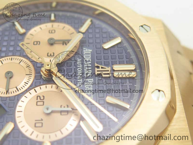 Royal Oak Chrono 26331ST RG OMF 1:1 Best Edition Blue Gold Dial on SS Bracelet A7750