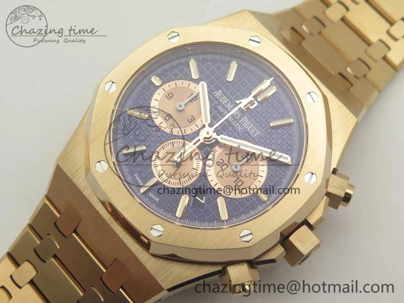 Royal Oak Chrono 26331ST RG OMF 1:1 Best Edition Blue Gold Dial on SS Bracelet A7750
