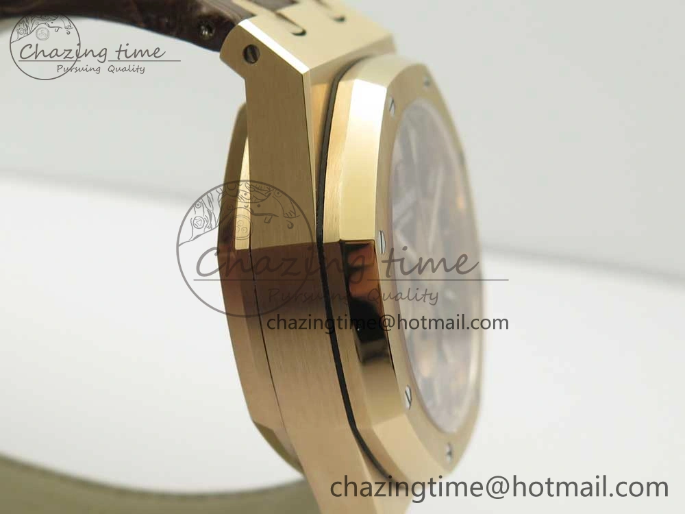 Royal Oak Chrono 26331ST RG OMF 1:1 Best Edition Brown Dial on Brown Leather Strap A7750(Free Rubber Strap)
