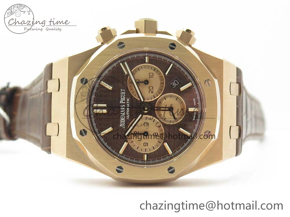 Royal Oak Chrono 26331ST RG OMF 1:1 Best Edition Brown Dial on Brown Leather Strap A7750(Free Rubber Strap)