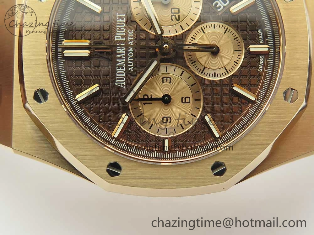 Royal Oak Chrono 26331ST RG OMF 1:1 Best Edition Brown Dial on Brown Leather Strap A7750(Free Rubber Strap)