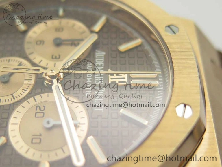 Royal Oak Chrono 26331ST RG OMF 1:1 Best Edition Brown Dial on Brown Leather Strap A7750(Free Rubber Strap)