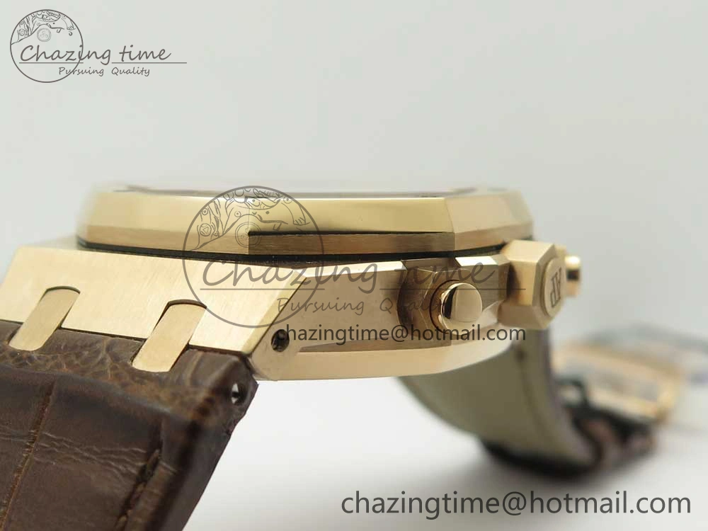 Royal Oak Chrono 26331ST RG OMF 1:1 Best Edition Brown Dial on Brown Leather Strap A7750(Free Rubber Strap)