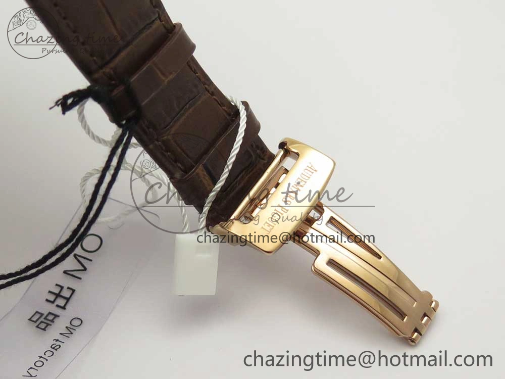 Royal Oak Chrono 26331ST RG OMF 1:1 Best Edition Brown Dial on Brown Leather Strap A7750(Free Rubber Strap)