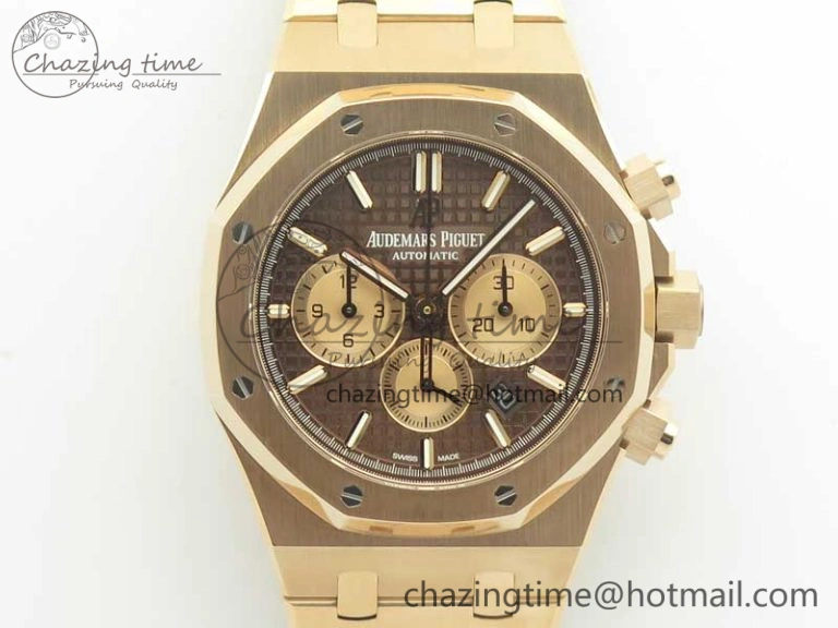 Royal Oak Chrono 26331ST RG OMF 1:1 Best Edition Brown Gold Dial on SS Bracelet A7750