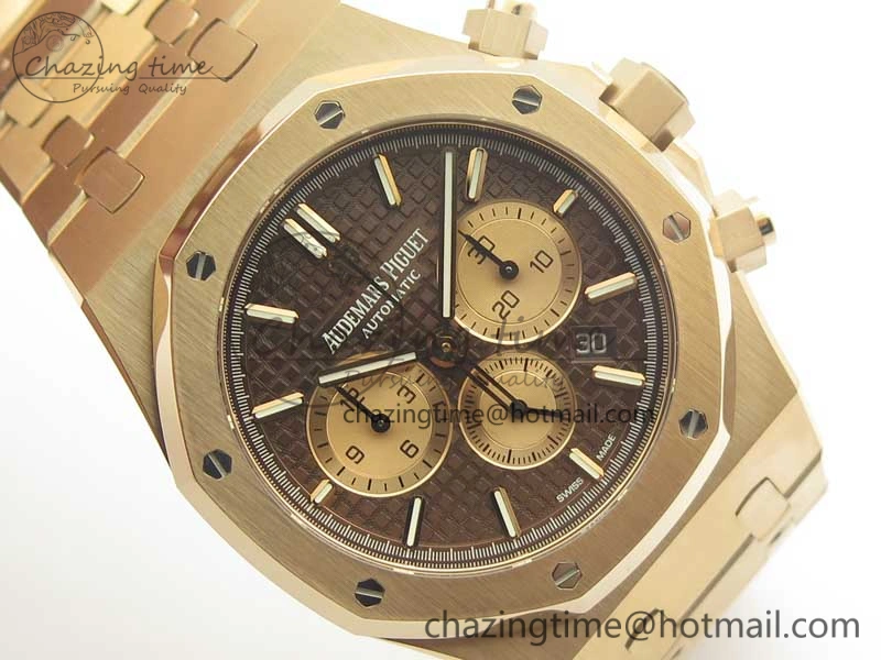 Royal Oak Chrono 26331ST RG OMF 1:1 Best Edition Brown Gold Dial on SS Bracelet A7750