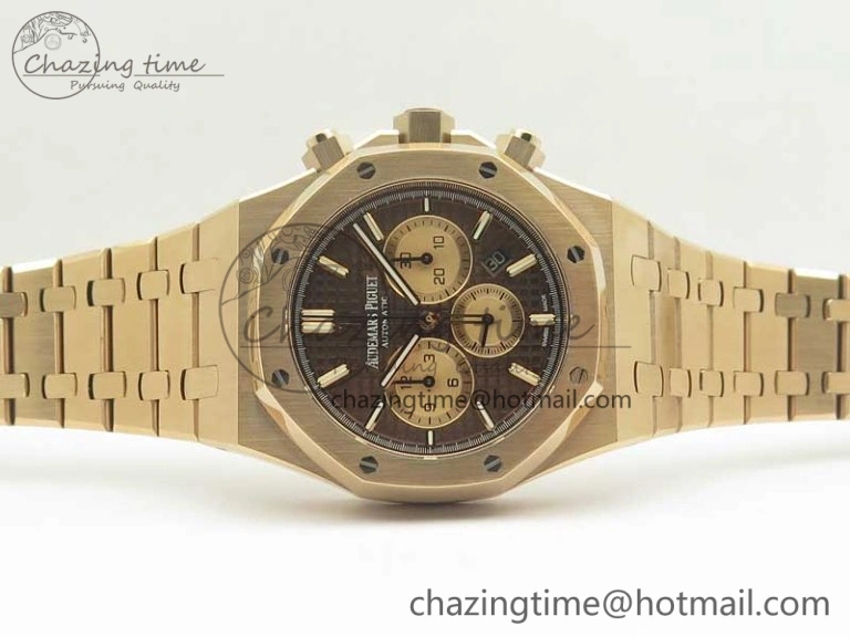 Royal Oak Chrono 26331ST RG OMF 1:1 Best Edition Brown Gold Dial on SS Bracelet A7750