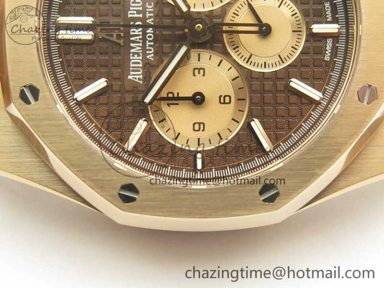 Royal Oak Chrono 26331ST RG OMF 1:1 Best Edition Brown Gold Dial on SS Bracelet A7750