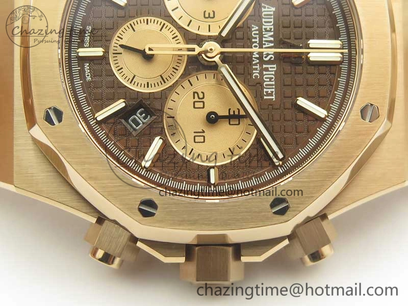 Royal Oak Chrono 26331ST RG OMF 1:1 Best Edition Brown Gold Dial on SS Bracelet A7750