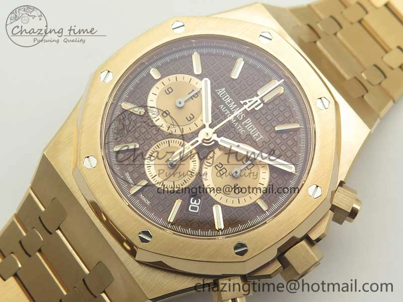 Royal Oak Chrono 26331ST RG OMF 1:1 Best Edition Brown Gold Dial on SS Bracelet A7750