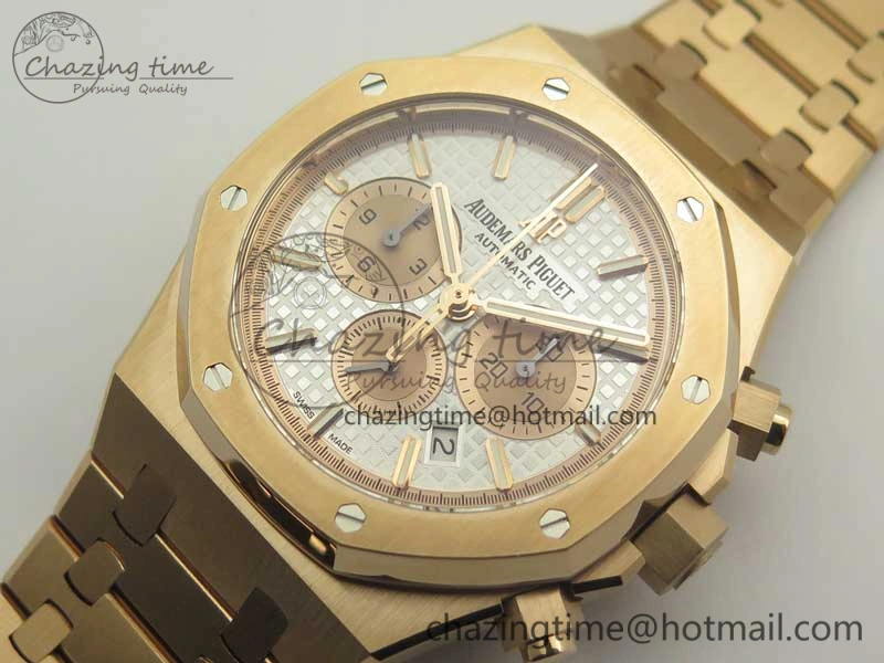 Royal Oak Chrono 26331ST RG OMF 1:1 Best Edition White Gold Dial on SS Bracelet A7750