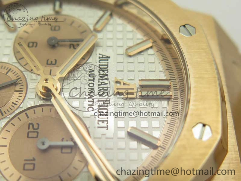 Royal Oak Chrono 26331ST RG OMF 1:1 Best Edition White Gold Dial on SS Bracelet A7750