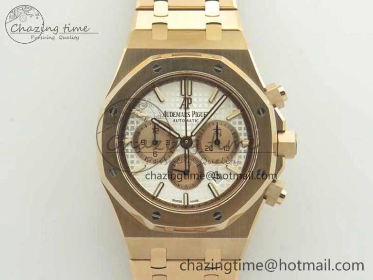 Royal Oak Chrono 26331ST RG OMF 1:1 Best Edition White Gold Dial on SS Bracelet A7750