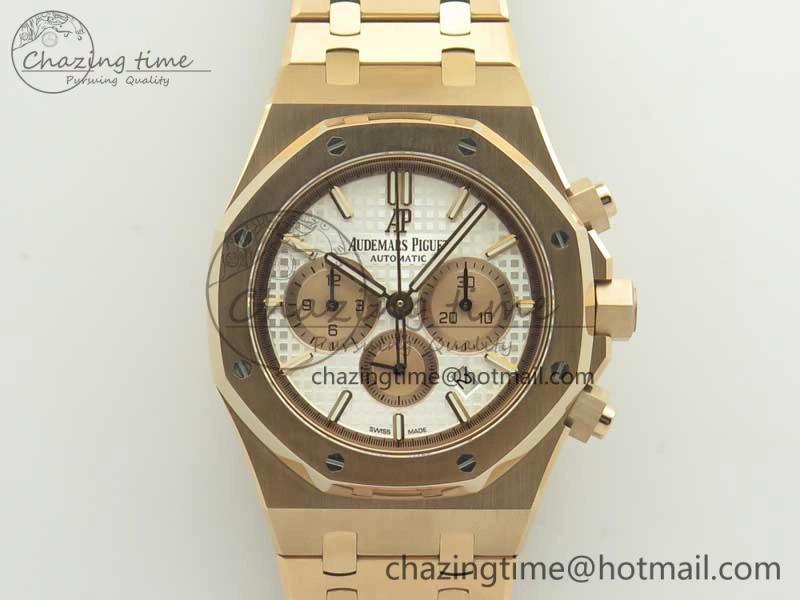 Royal Oak Chrono 26331ST RG OMF 1:1 Best Edition White Gold Dial on SS Bracelet A7750