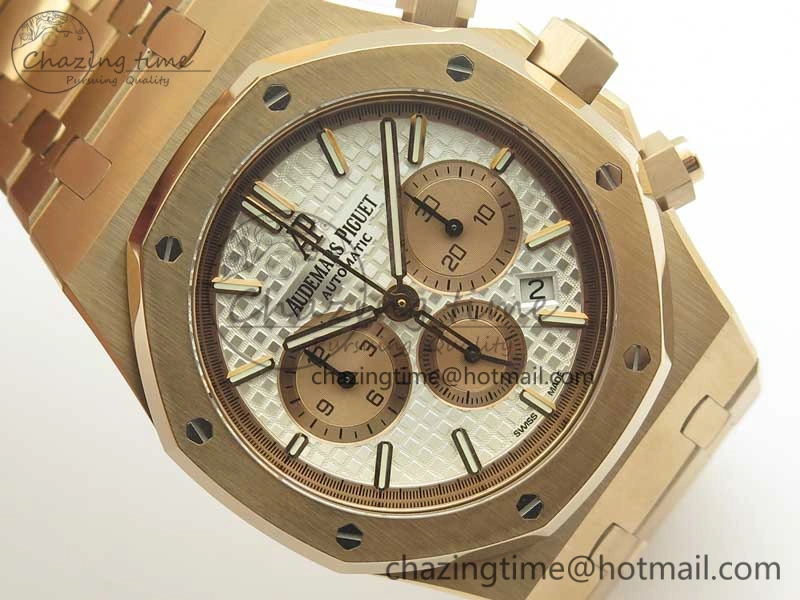 Royal Oak Chrono 26331ST RG OMF 1:1 Best Edition White Gold Dial on SS Bracelet A7750